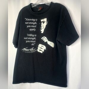 *Bruce Lee Zion Tag Black T-shirt Inspirational Quotes Size L